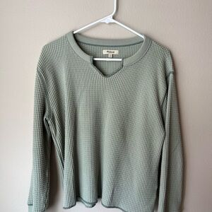 Madewell Pale Sage Waffle Knit Long Sleeve Top